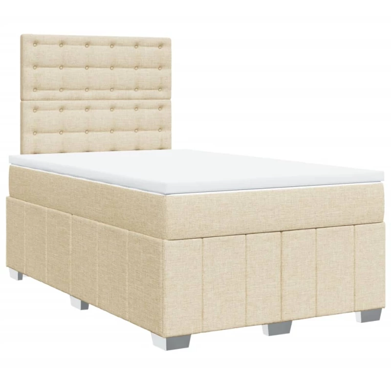 vidaXL Κρεβάτι Boxspring με Στρώμα Κρεμ 120x190 εκ. Υφασμάτινο