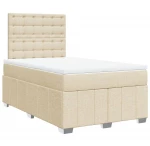 vidaXL Κρεβάτι Boxspring με Στρώμα Κρεμ 120x190 εκ. Υφασμάτινο