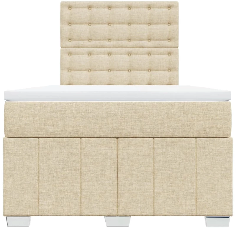 vidaXL Κρεβάτι Boxspring με Στρώμα Κρεμ 120x190 εκ. Υφασμάτινο