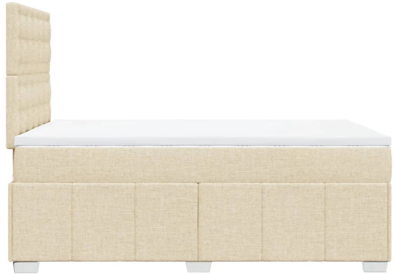 vidaXL Κρεβάτι Boxspring με Στρώμα Κρεμ 120x190 εκ. Υφασμάτινο