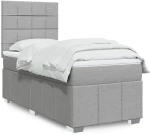 vidaXL Κρεβάτι Boxspring με Στρώμα Ανοιχτό Γκρι 100x200 εκ. Υφασμάτινο