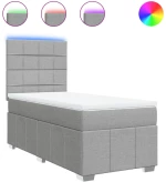 vidaXL Κρεβάτι Boxspring με Στρώμα Ανοιχτό Γκρι 100x200 εκ. Υφασμάτινο