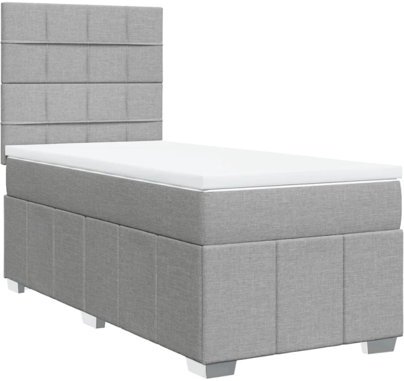 vidaXL Κρεβάτι Boxspring με Στρώμα Ανοιχτό Γκρι 100x200 εκ. Υφασμάτινο