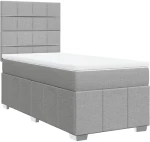 vidaXL Κρεβάτι Boxspring με Στρώμα Ανοιχτό Γκρι 100x200 εκ. Υφασμάτινο