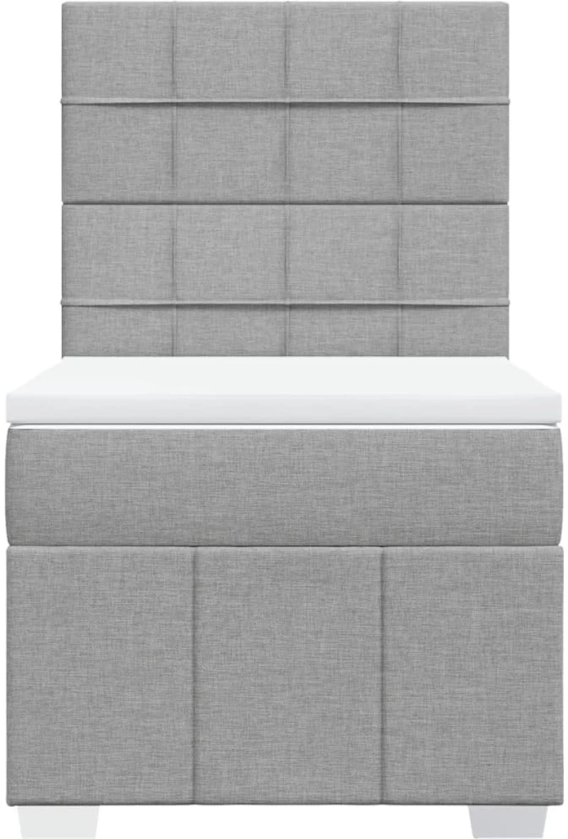 vidaXL Κρεβάτι Boxspring με Στρώμα Ανοιχτό Γκρι 100x200 εκ. Υφασμάτινο