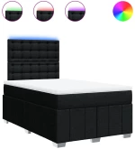 vidaXL Κρεβάτι Boxspring με Στρώμα Μαύρο 120x190 εκ. Υφασμάτινο
