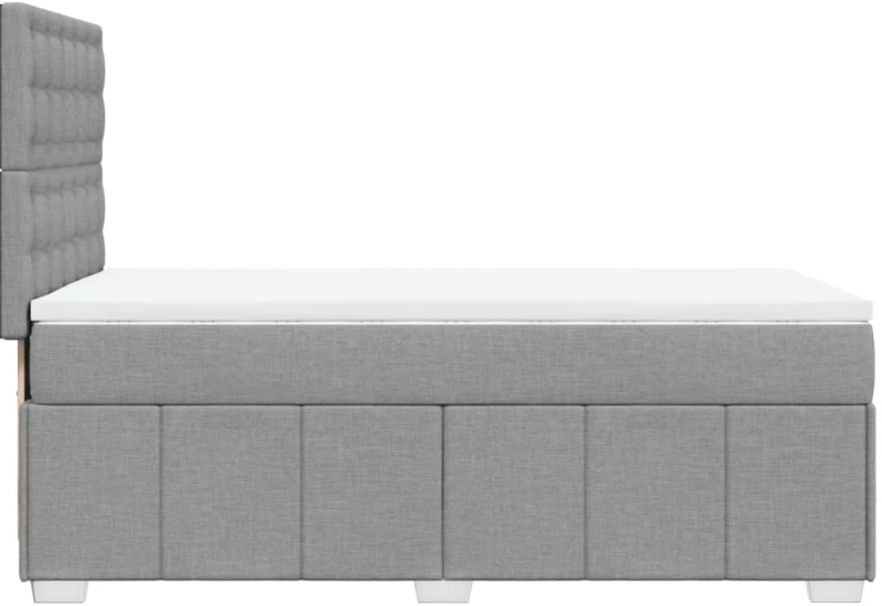 vidaXL Κρεβάτι Boxspring με Στρώμα Ανοιχτό Γκρι 100x200 εκ. Υφασμάτινο