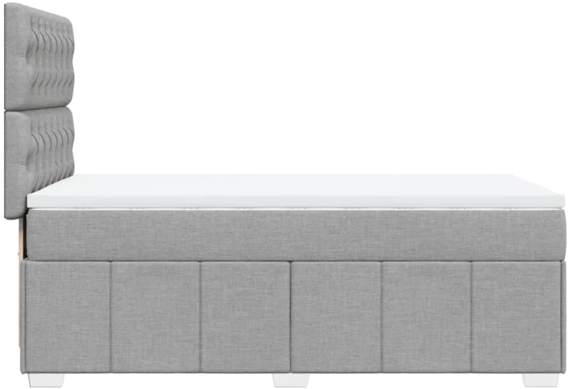 vidaXL Κρεβάτι Boxspring με Στρώμα Ανοιχτό Γκρι 90x190 εκ. Υφασμάτινο