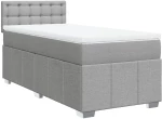 vidaXL Κρεβάτι Boxspring με Στρώμα Ανοιχτό Γκρι 90x190 εκ. Υφασμάτινο