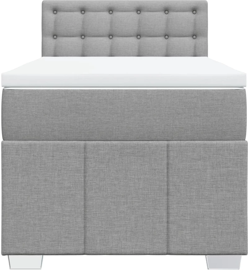 vidaXL Κρεβάτι Boxspring με Στρώμα Ανοιχτό Γκρι 90x190 εκ. Υφασμάτινο