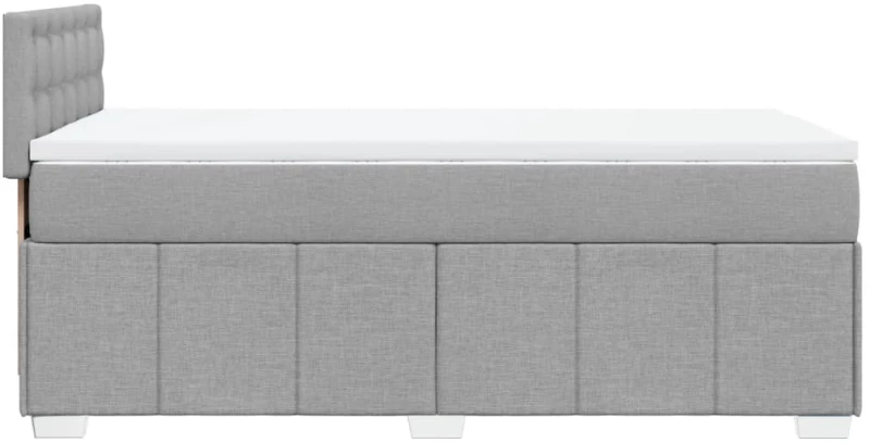 vidaXL Κρεβάτι Boxspring με Στρώμα Ανοιχτό Γκρι 90x190 εκ. Υφασμάτινο