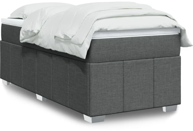 vidaXL Κρεβάτι Boxspring με Στρώμα Σκούρο Γκρι 90x190 εκ. Υφασμάτινο