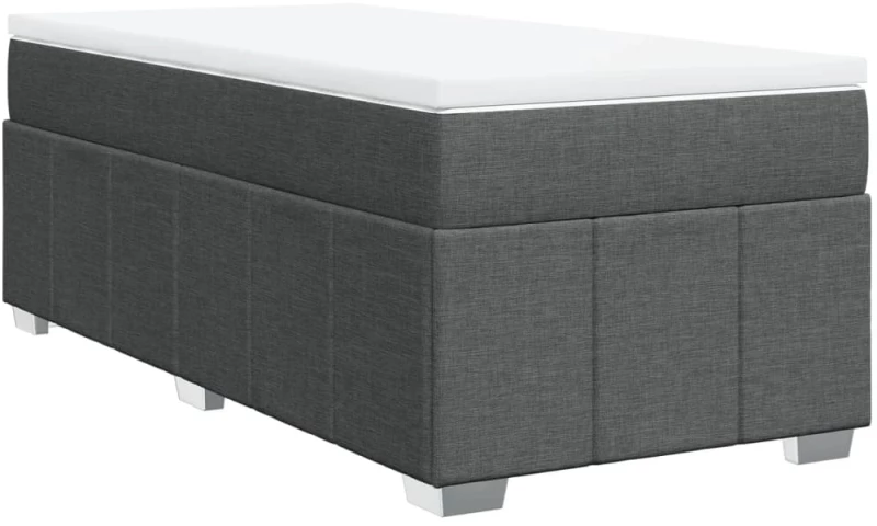 vidaXL Κρεβάτι Boxspring με Στρώμα Σκούρο Γκρι 90x190 εκ. Υφασμάτινο