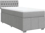vidaXL Κρεβάτι Boxspring με Στρώμα Ανοιχτό Γκρι 90x190 εκ. Υφασμάτινο