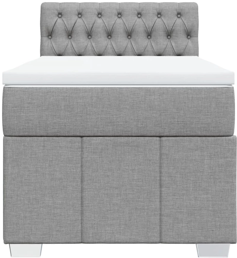 vidaXL Κρεβάτι Boxspring με Στρώμα Ανοιχτό Γκρι 90x190 εκ. Υφασμάτινο