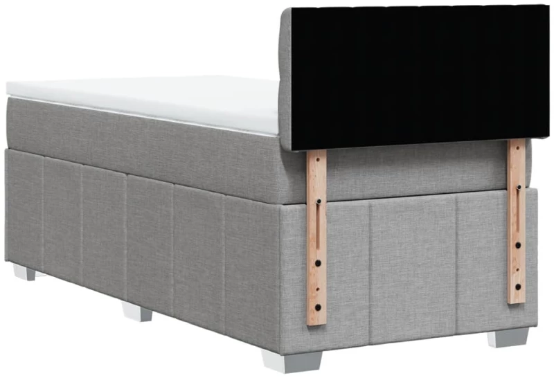 vidaXL Κρεβάτι Boxspring με Στρώμα Ανοιχτό Γκρι 90x190 εκ. Υφασμάτινο