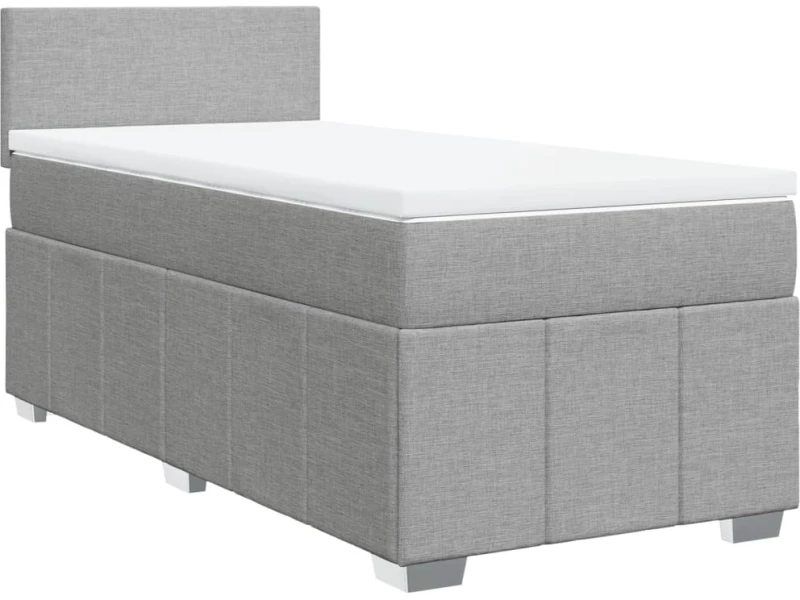 vidaXL Κρεβάτι Boxspring με Στρώμα Ανοιχτό Γκρι 100x200 εκ. Υφασμάτινο