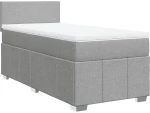 vidaXL Κρεβάτι Boxspring με Στρώμα Ανοιχτό Γκρι 100x200 εκ. Υφασμάτινο
