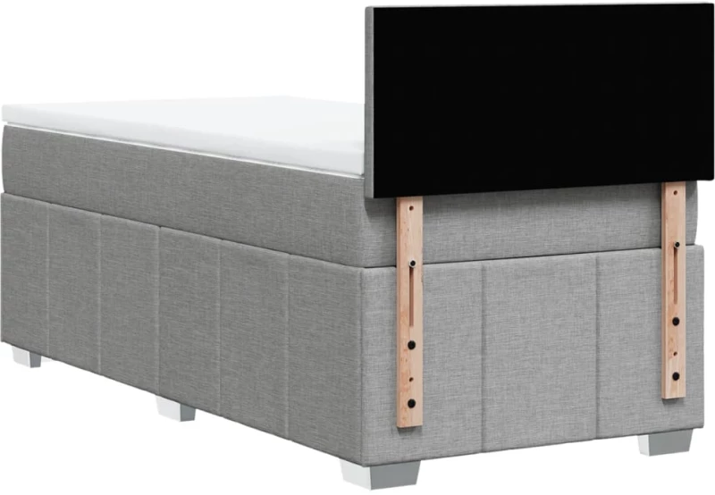 vidaXL Κρεβάτι Boxspring με Στρώμα Ανοιχτό Γκρι 100x200 εκ. Υφασμάτινο