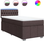 vidaXL Κρεβάτι Boxspring με Στρώμα Σκούρο Καφέ 100x200 εκ. Υφασμάτινο