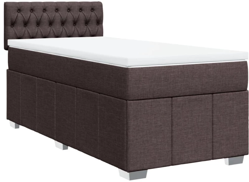vidaXL Κρεβάτι Boxspring με Στρώμα Σκούρο Καφέ 100x200 εκ. Υφασμάτινο