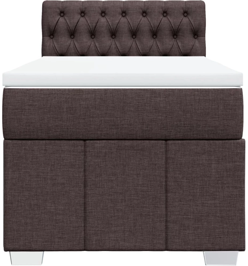 vidaXL Κρεβάτι Boxspring με Στρώμα Σκούρο Καφέ 100x200 εκ. Υφασμάτινο