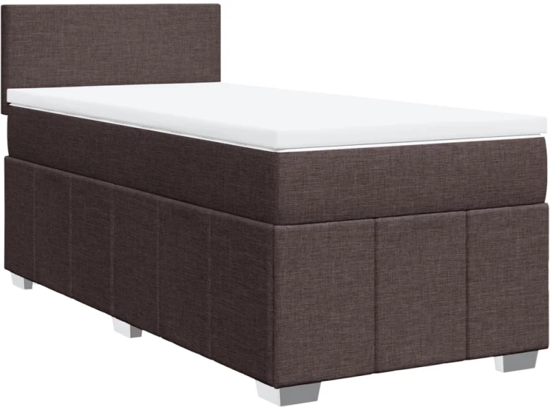 vidaXL Κρεβάτι Boxspring με Στρώμα Σκούρο Καφέ 100x200 εκ. Υφασμάτινο