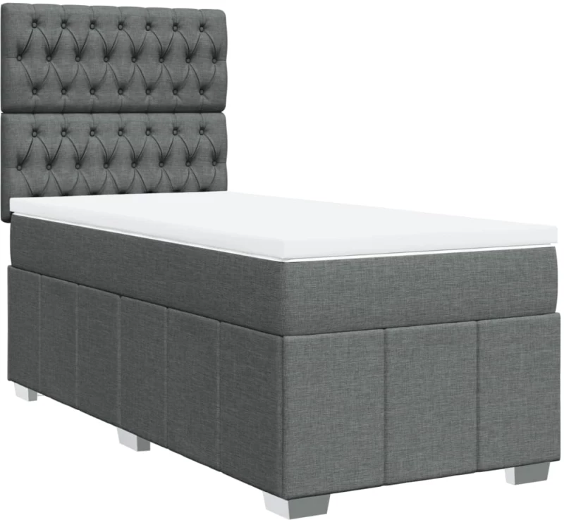vidaXL Κρεβάτι Boxspring με Στρώμα Σκούρο Γκρι 80x200 εκ. Υφασμάτινο