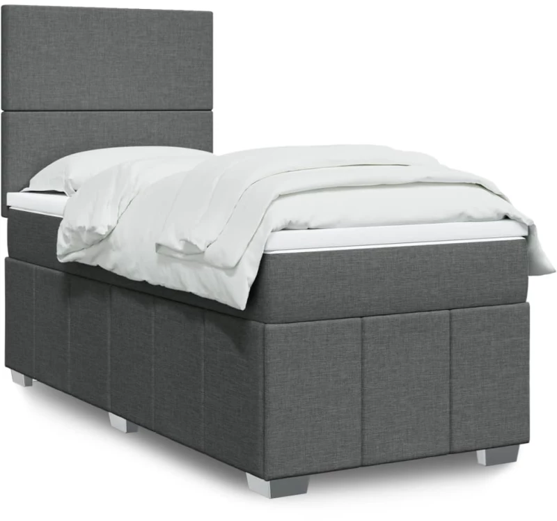 vidaXL Κρεβάτι Boxspring με Στρώμα Σκούρο Γκρι 80x200 εκ. Υφασμάτινο