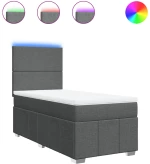 vidaXL Κρεβάτι Boxspring με Στρώμα Σκούρο Γκρι 80x200 εκ. Υφασμάτινο