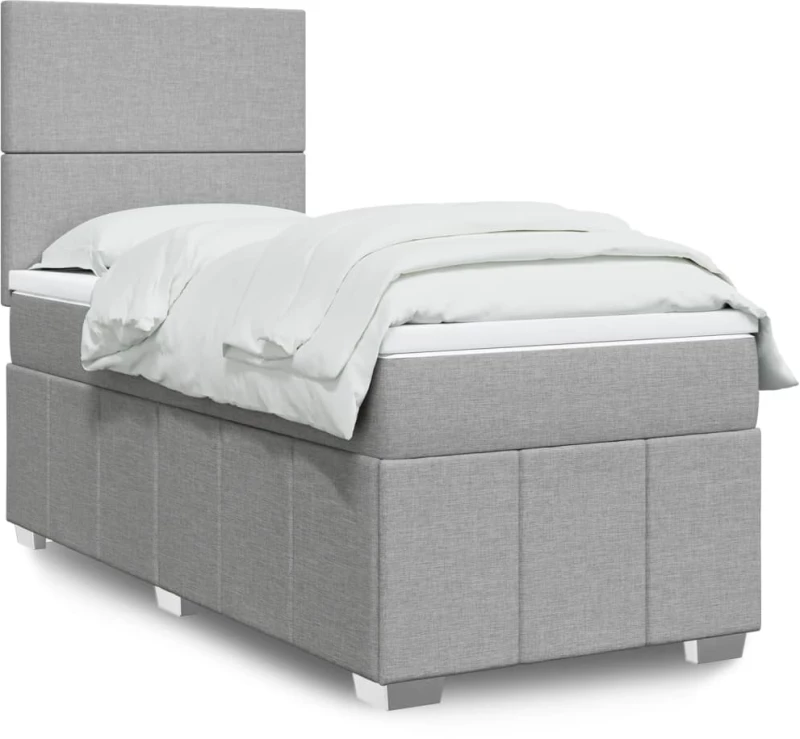 vidaXL Κρεβάτι Boxspring με Στρώμα Ανοιχτό Γκρι 80x200 εκ. Υφασμάτινο