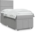 vidaXL Κρεβάτι Boxspring με Στρώμα Ανοιχτό Γκρι 80x200 εκ. Υφασμάτινο