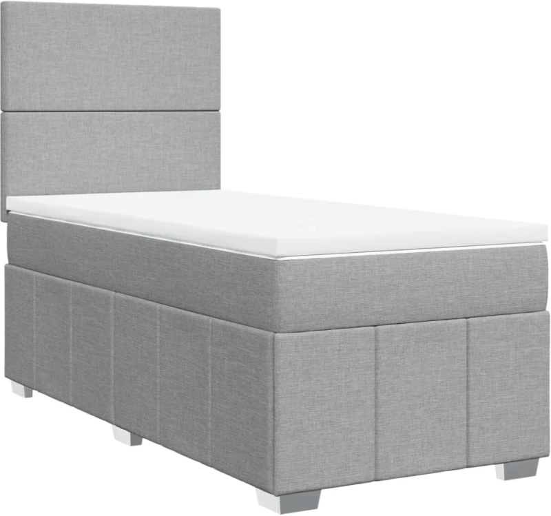 vidaXL Κρεβάτι Boxspring με Στρώμα Ανοιχτό Γκρι 80x200 εκ. Υφασμάτινο