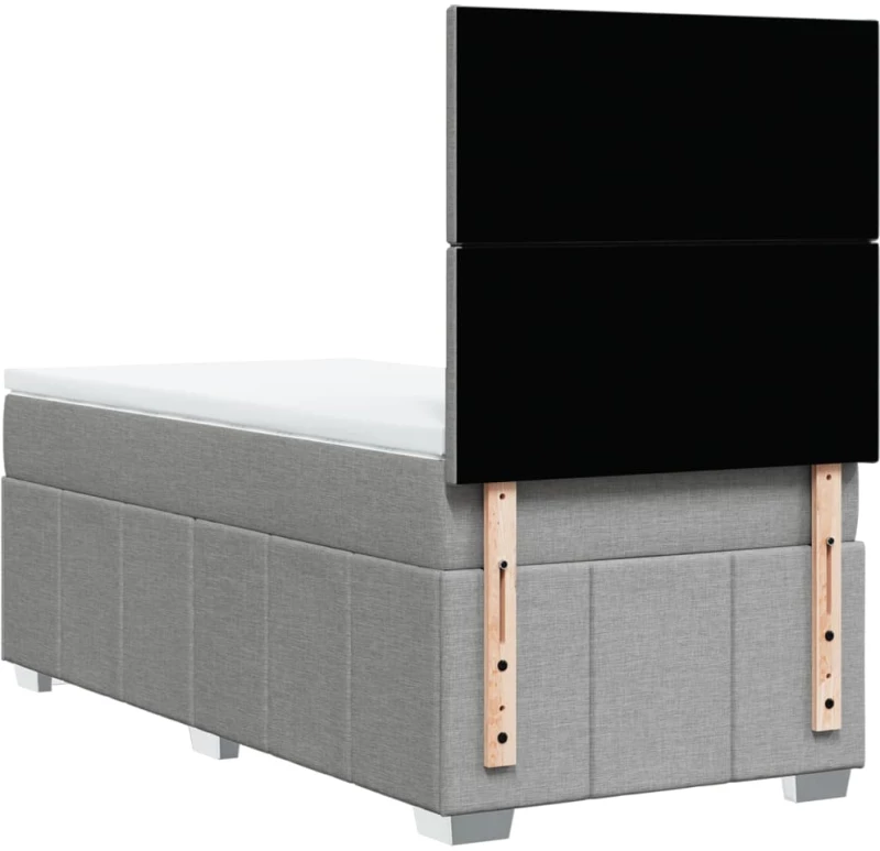 vidaXL Κρεβάτι Boxspring με Στρώμα Ανοιχτό Γκρι 80x200 εκ. Υφασμάτινο