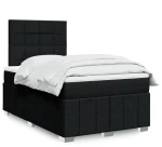 vidaXL Κρεβάτι Boxspring με Στρώμα Μαύρο 120x190 εκ. Υφασμάτινο