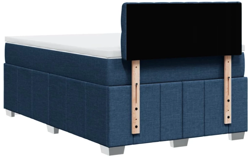vidaXL Κρεβάτι Boxspring με Στρώμα Μπλε 120x190 εκ. Υφασμάτινο