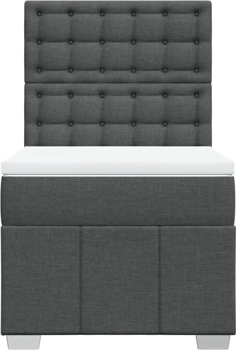 vidaXL Κρεβάτι Boxspring με Στρώμα Σκούρο Γκρι 90x190 εκ. Υφασμάτινο