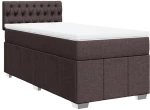 vidaXL Κρεβάτι Boxspring με Στρώμα Σκούρο Καφέ 100x200 εκ. Υφασμάτινο