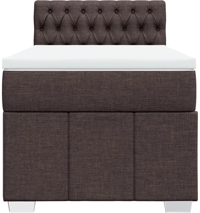 vidaXL Κρεβάτι Boxspring με Στρώμα Σκούρο Καφέ 100x200 εκ. Υφασμάτινο