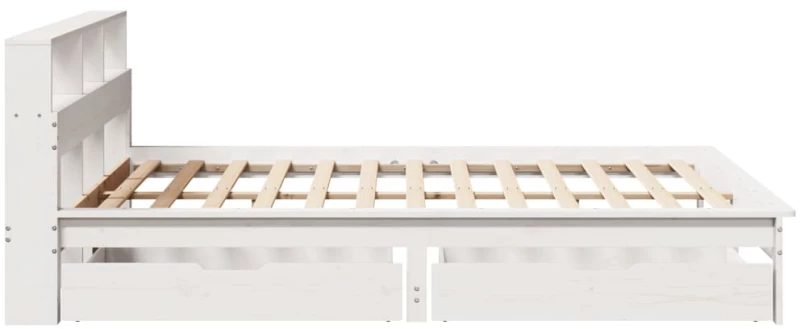 vidaXL Κρεβάτι Βιβλιοθήκη Χωρίς Στρώμα Λευκό 135x190 εκ Μασίφ Πεύκο