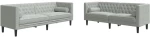 vidaXL Καναπές Chesterfield Σετ 2 Τεμ. με Στηρίγματα Αν. Γκρι Βελούδο