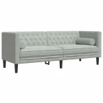 vidaXL Καναπές Chesterfield Σετ 2 Τεμ. με Στηρίγματα Αν. Γκρι Βελούδο