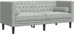 vidaXL Καναπές Chesterfield Σετ 2 Τεμ. με Στηρίγματα Αν. Γκρι Βελούδο