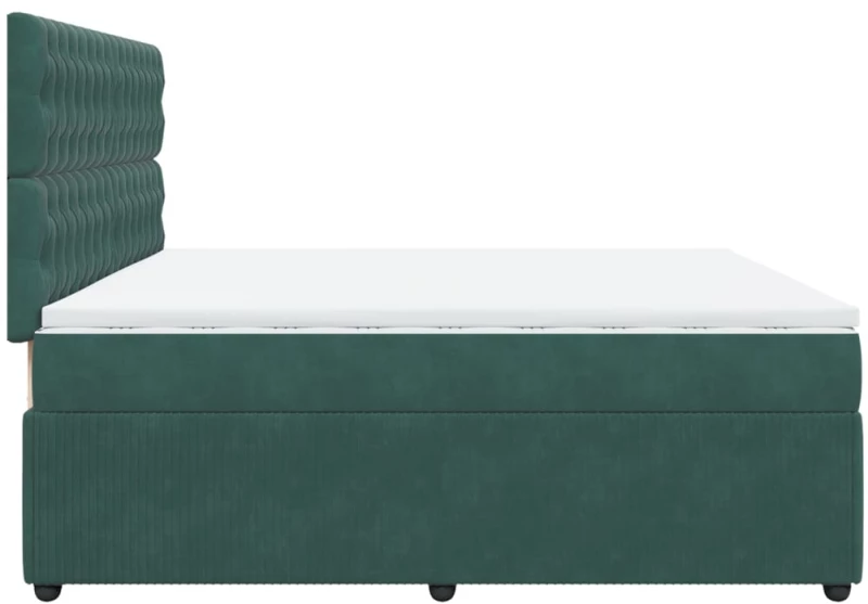 vidaXL Κρεβάτι Boxspring με Στρώμα Σκούρο Πράσινο 200x200εκ. Βελούδινο