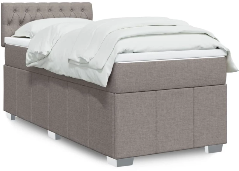 vidaXL Κρεβάτι Boxspring με Στρώμα Taupe 100 x 200 εκ. Υφασμάτινο