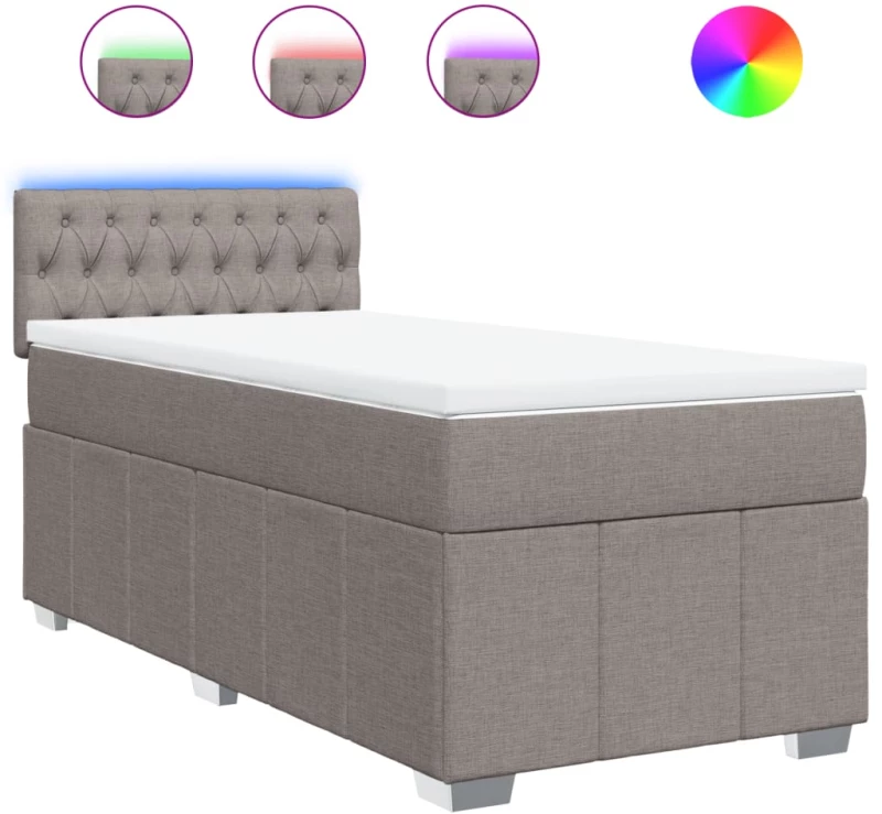 vidaXL Κρεβάτι Boxspring με Στρώμα Taupe 100 x 200 εκ. Υφασμάτινο