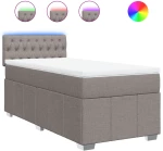vidaXL Κρεβάτι Boxspring με Στρώμα Taupe 100 x 200 εκ. Υφασμάτινο