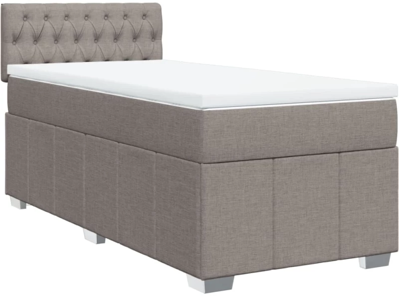 vidaXL Κρεβάτι Boxspring με Στρώμα Taupe 100 x 200 εκ. Υφασμάτινο