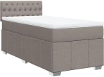 vidaXL Κρεβάτι Boxspring με Στρώμα Taupe 100 x 200 εκ. Υφασμάτινο