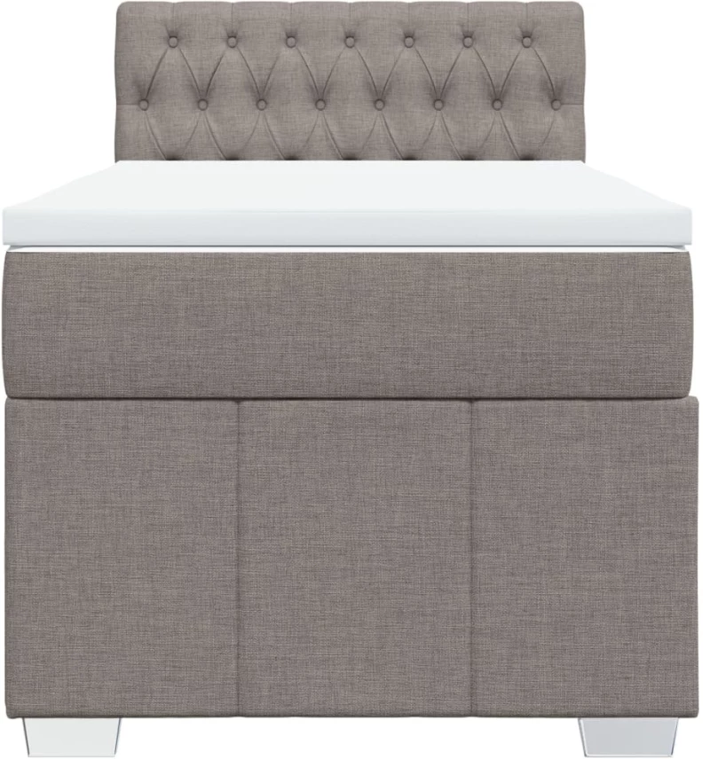 vidaXL Κρεβάτι Boxspring με Στρώμα Taupe 100 x 200 εκ. Υφασμάτινο